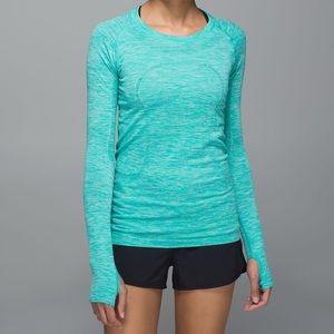 lululemon swiftly tech long sleeve crew size 6 mint blue/green